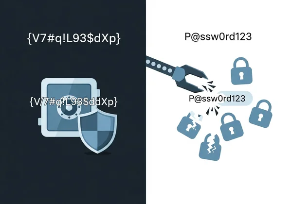 Malakas na random na password na ikinukumpara sa mahinang password na gawa ng tao