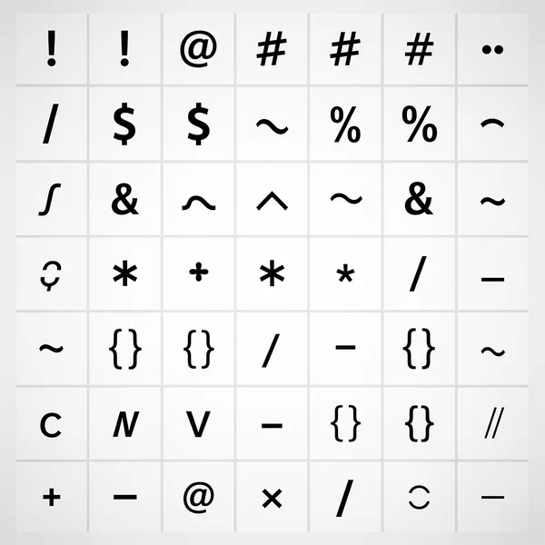 Grid of common special characters used in passwords