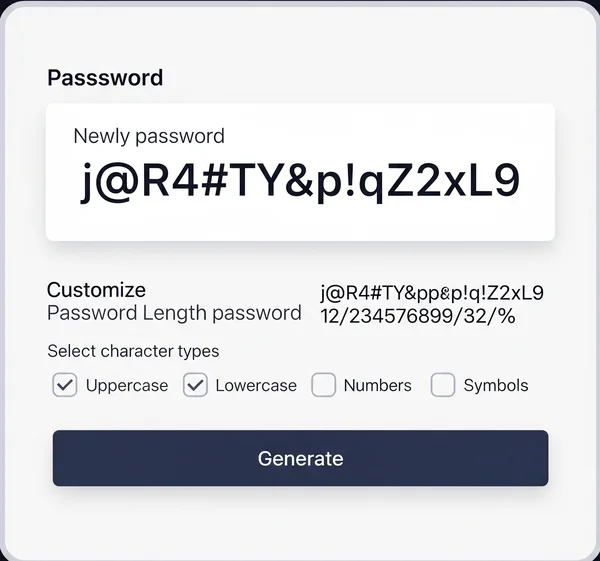 A secure password generator interface creating complex password