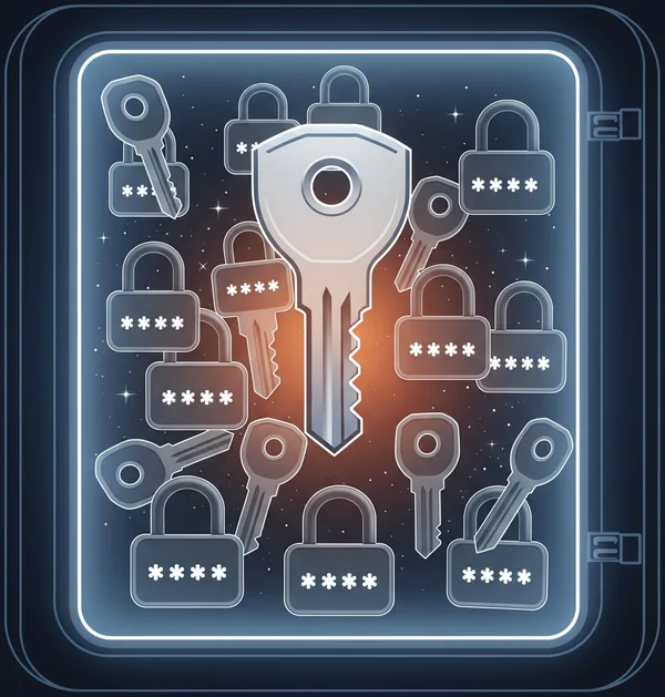 A digital vault storing multiple unique passwords securely