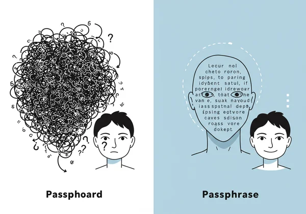 Visualizing complex random vs memorable passphrase