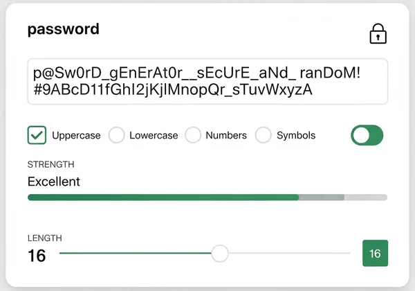 Screenshot of a password generator with strength meter