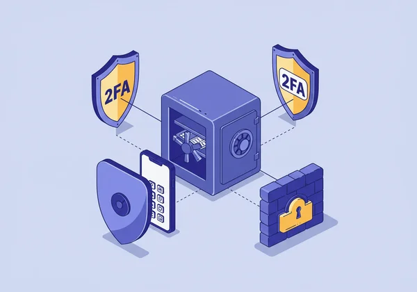 Multi-layered security with password, 2FA, and shield.