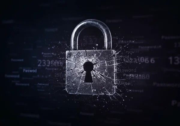 Illustrates common password mistakes as digital vulnerabilities.