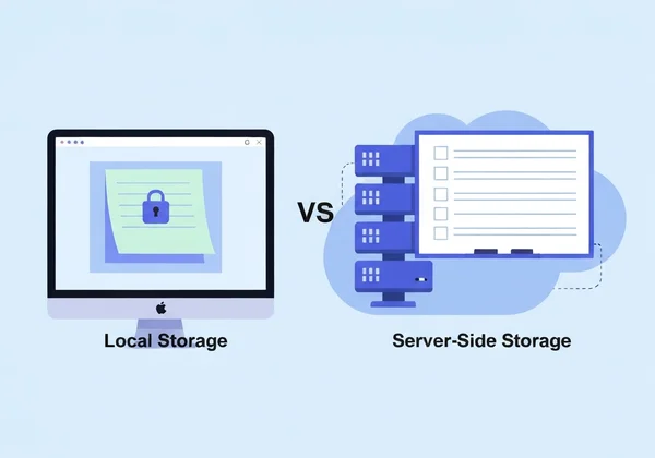 Local vs Server Storage: private sticky note vs public whiteboard